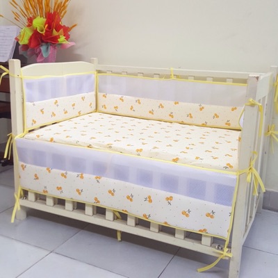 Nhận may quây cũi theo size, quây phối lưới 3d xô muslin cao cấp
