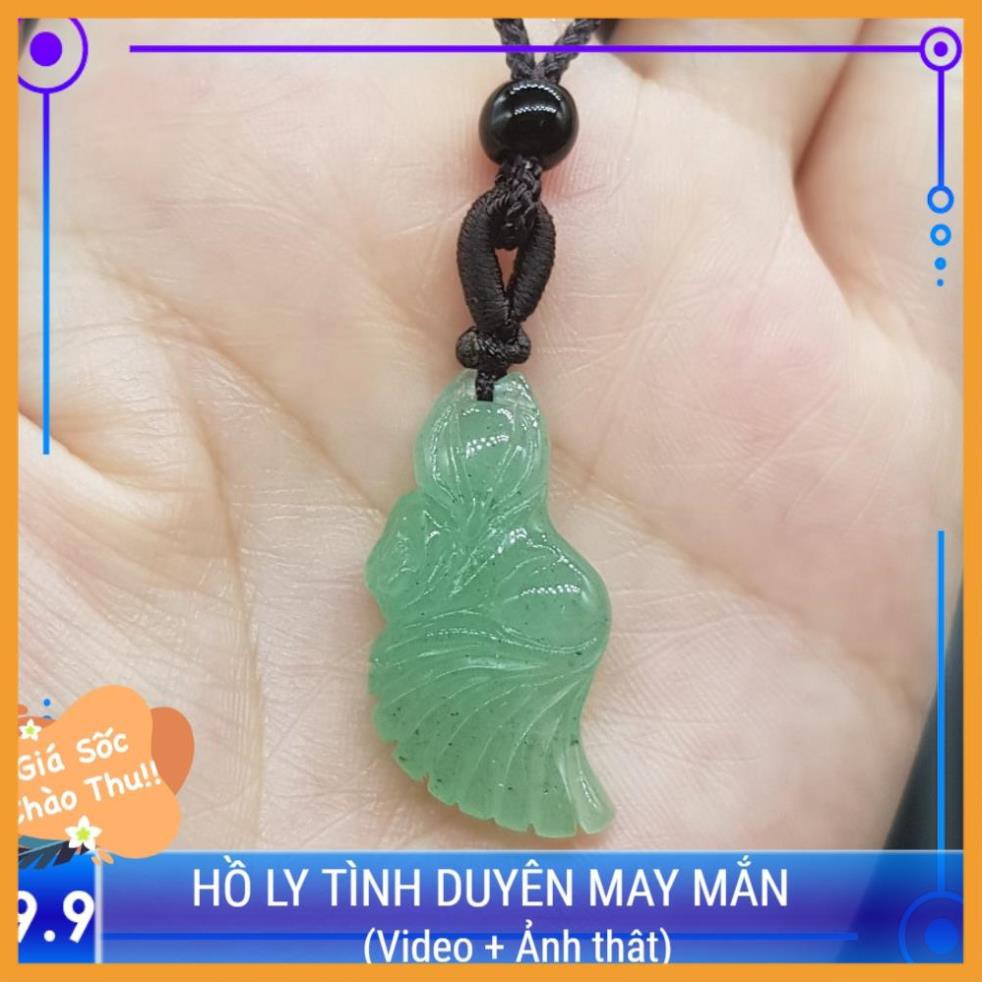 Mặt dây chuyền vòng cổ Hồ ly Xanh lá kích hoạt tình duyên, may mắn, bình an hợp Nam Nữ Mệnh Mộc, Hỏa (Đuôi dài+kèm dây)