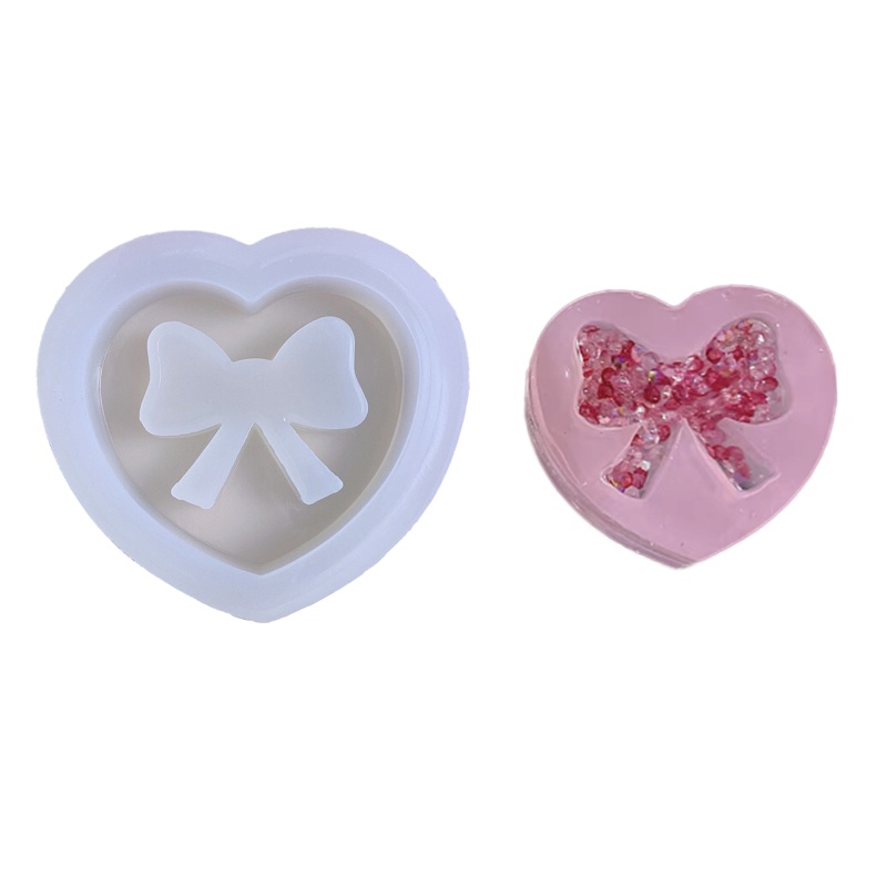 Khuôn Silicone Làm Móc Khóa Hình Trái Tim Lấp Lánh DIY