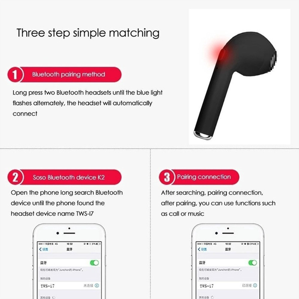 Set tai nghe không dây I7s TWS kết nối bluetooth có sẵn hộp sạc | BigBuy360 - bigbuy360.vn