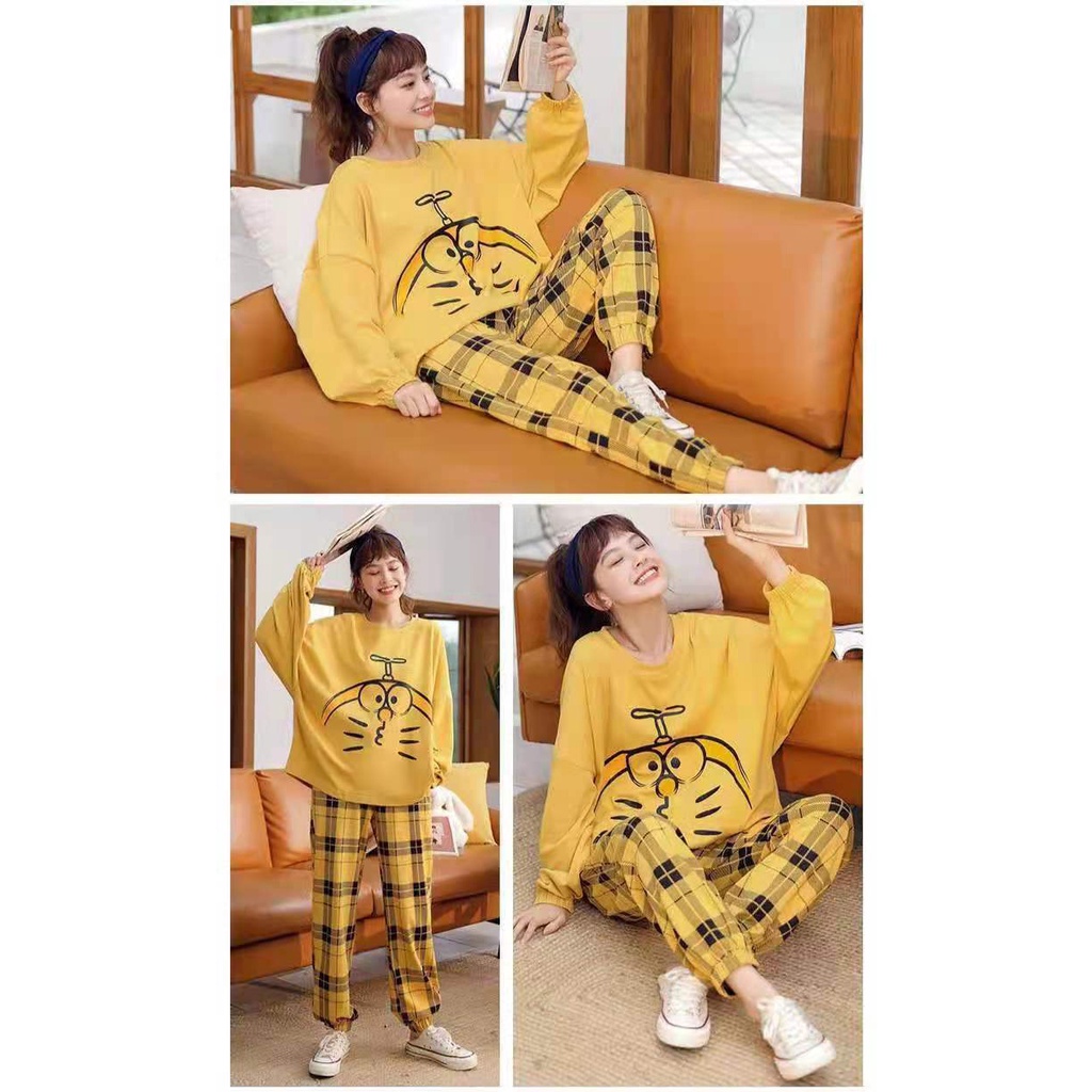 Bộ Đồ Ngủ Nữ Mặc Nhà Vải Co Giãn 4 Chiều Quần Áo Dài Tay Dày Pijama Váy Ở Nhà Mùa Xuân Thu Đông Dễ Thương Kute BĐN52 | BigBuy360 - bigbuy360.vn