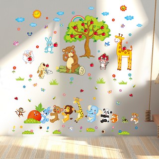 Decal dán tường Vườn cherry và thú nhổ cà rốt