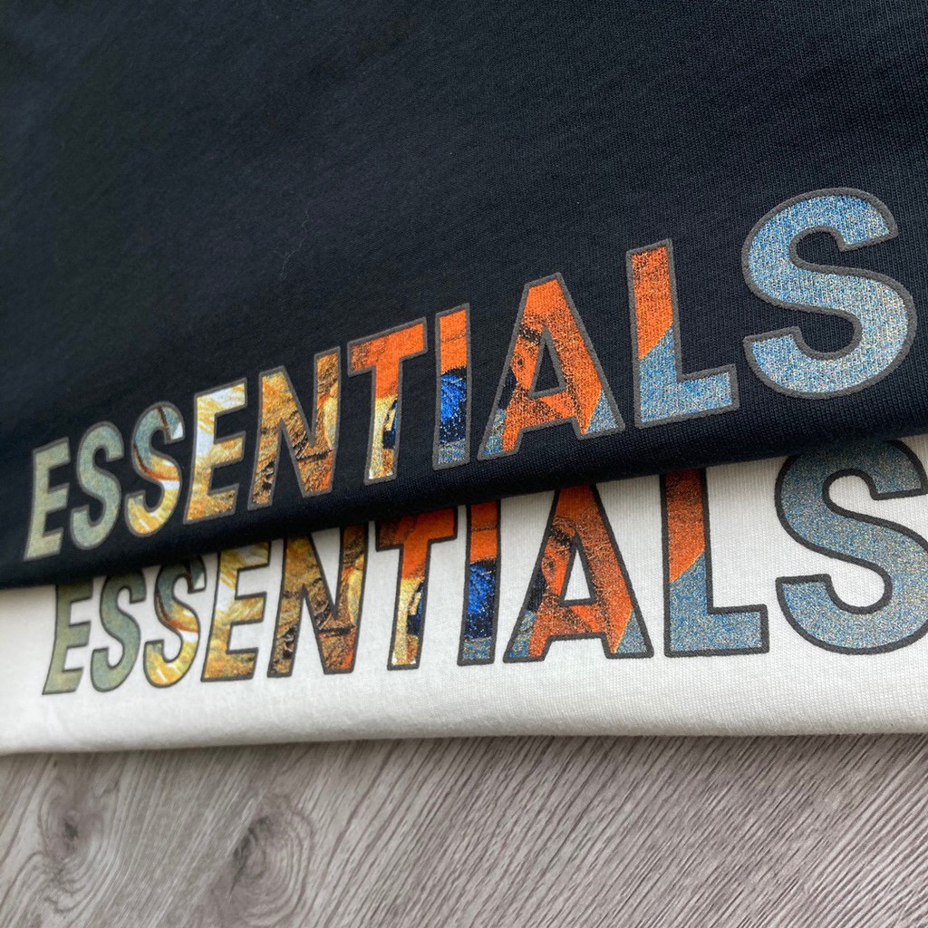 Áo thun tay lỡ ESSENTAIL logo đa sắc UNISEX BASIC , áo phông cotton nam nữ unisex. MIKE UNISEX STORE