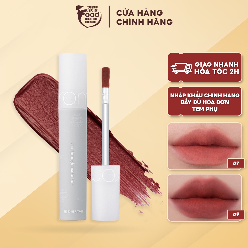 Son Kem Lì, Siêu Mịn Môi Hàn Quốc Romand See Through Matte Tint 3.8g