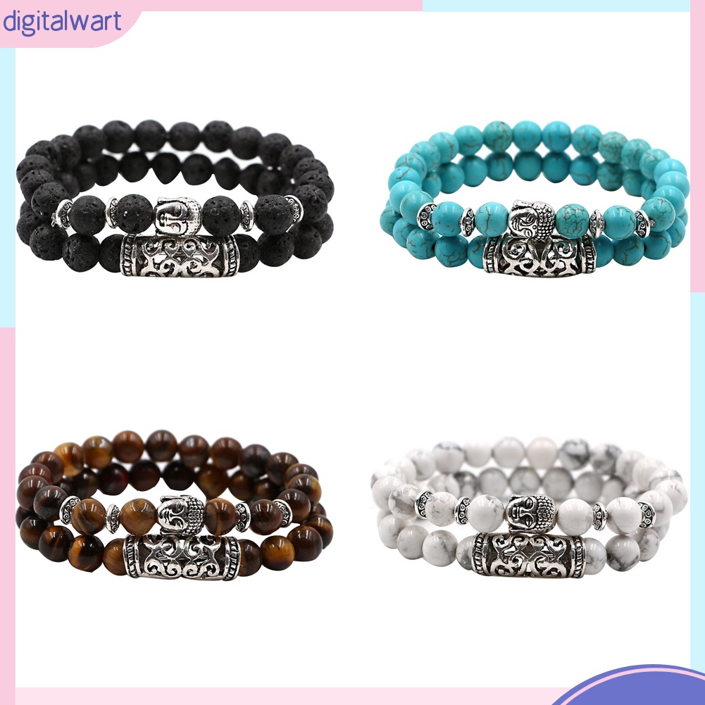 Set 2 Vòng Tay Chuỗi Hạt Đá Tự Nhiên Thời Trang Unisex