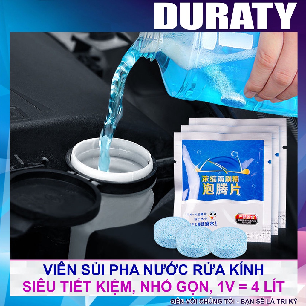 Viên Sủi Rửa Kính Xe Ô tô - Viên Pha Nước Rửa Gương Kính, Lau Cửa - Làm Sạch Vết Bẩn Trên Đồ Đạc - DURATY