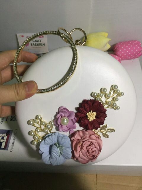 Ví Clutch tròn hoa trà cao cấp TV103 | BigBuy360 - bigbuy360.vn