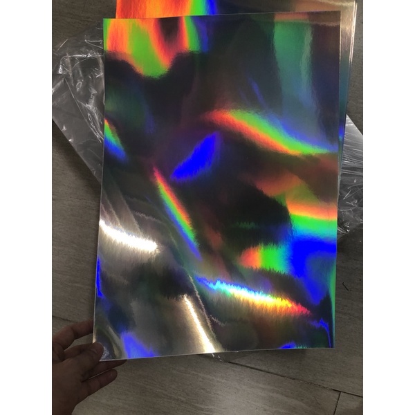 Combo 30 tờ decal 7 màu hologram khổ A4 hay kt 21,5x30,5cm dũng cho in laser mực bột