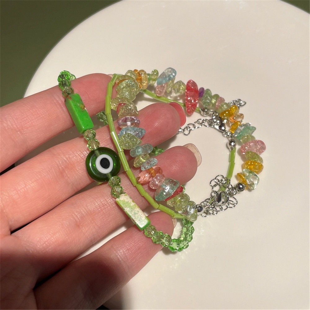Cod Qipin Vòng Tay Chuỗi Hạt Màu Xanh Lá Cây Ngọt Ngào Nhiều Màu Sắc Thời Trang Hàn Quốc Làm Quà