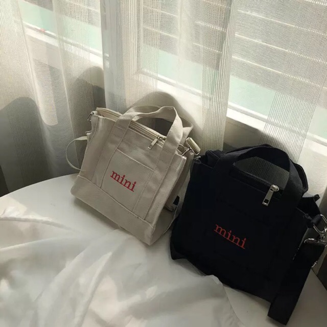 Túi tote mini phối màu ulzzang (nút bấm)