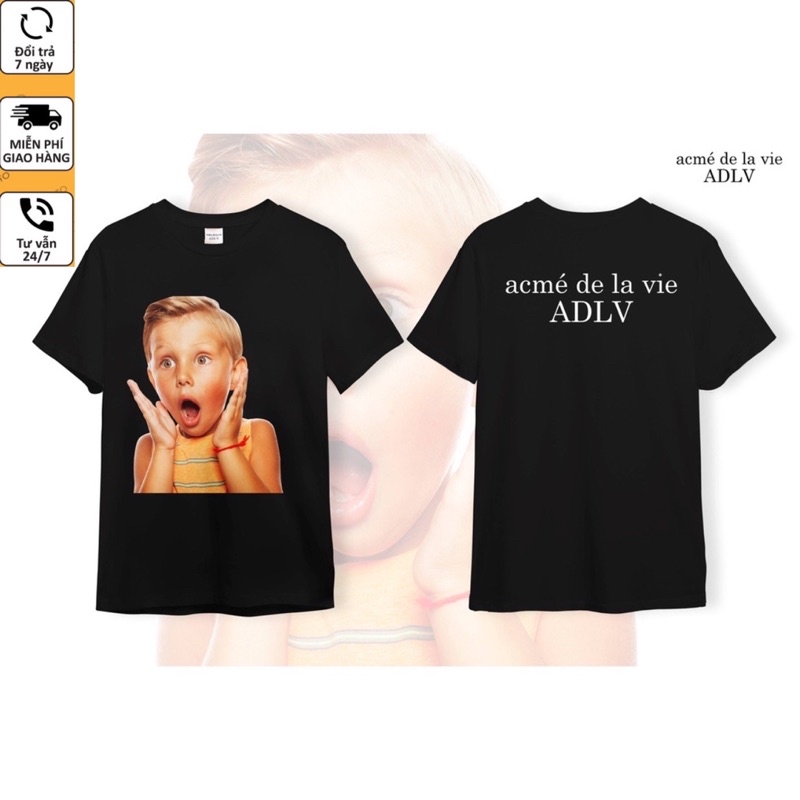 [Ảnh thật&amp;video] Áo thun ADLV nam nữ in hình bé tóc vàng chất liệu cotton cao cấp