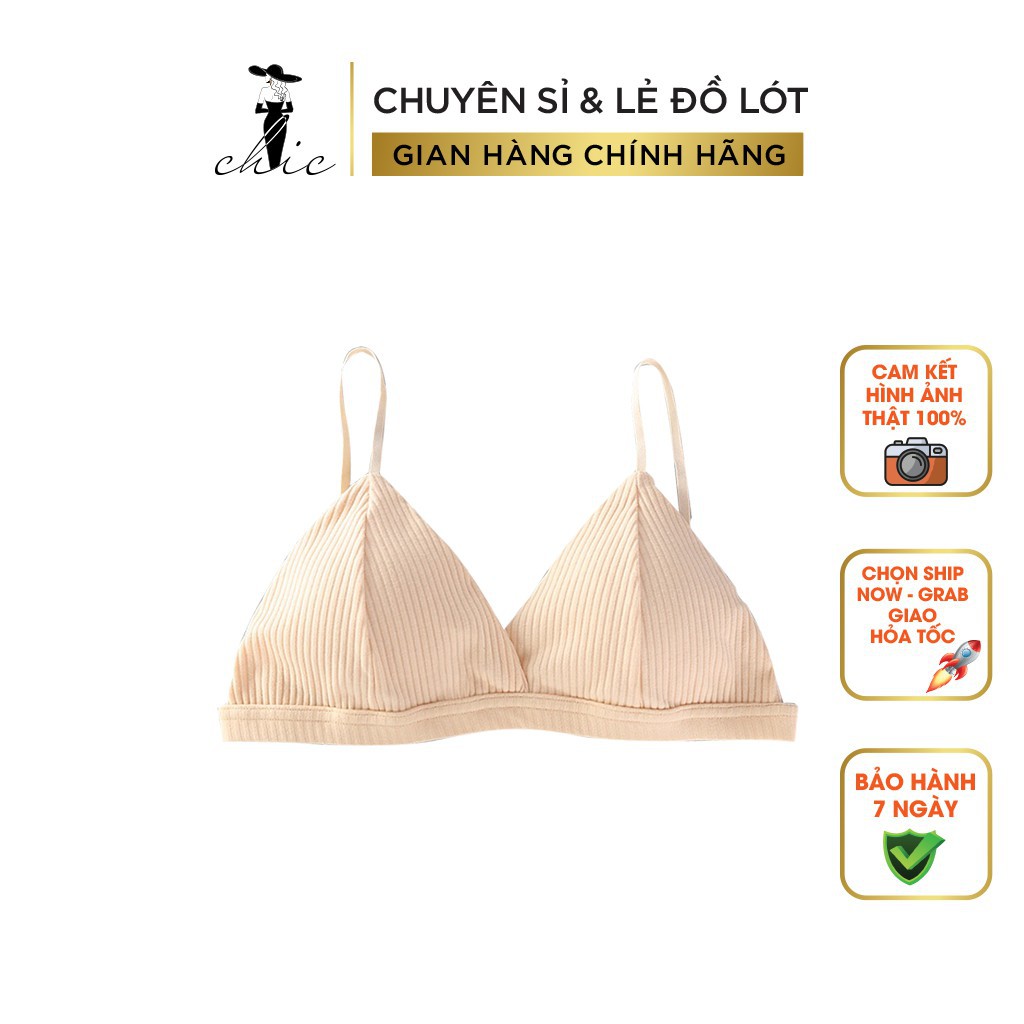 Áo Ngực CBT1BRA07 Áo Bra CHIC Chất Thun Cotton Gân Không Gọng Cài Sau Hot Hit Hàng Chất Bao Đẹp (Freesize 45-65kg)