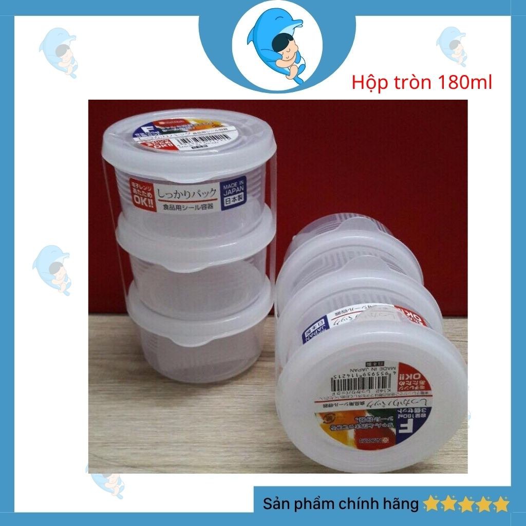 Set 3 Hộp Trữ Đồ Ăn Dặm Cho Bé Nakaya Nội Địa Nhật, Dung Tích Hộp Vuông 200ml/ Hộp Tròn 180ml