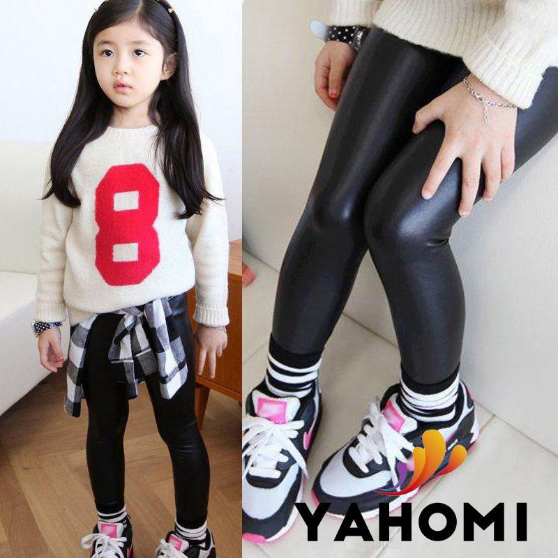 Quần legging da PU cho bé gái