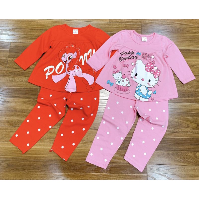 [9-19kg] Bộ cotton thu đông dài tay bé gái GYM KiDS 3-7