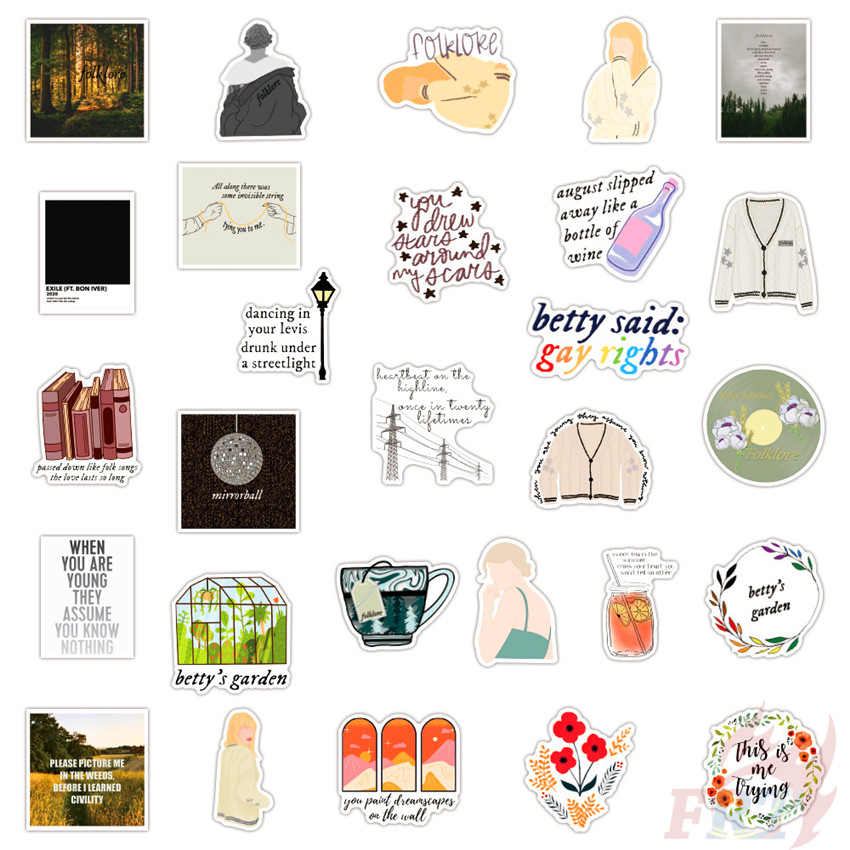 ❉ Taylor Swift：Folklore Series B The Folklore Album - This is Me Trying Stickers ❉ 50Pcs/Set Waterproof DIY Fashion Decals Doodle Stickers