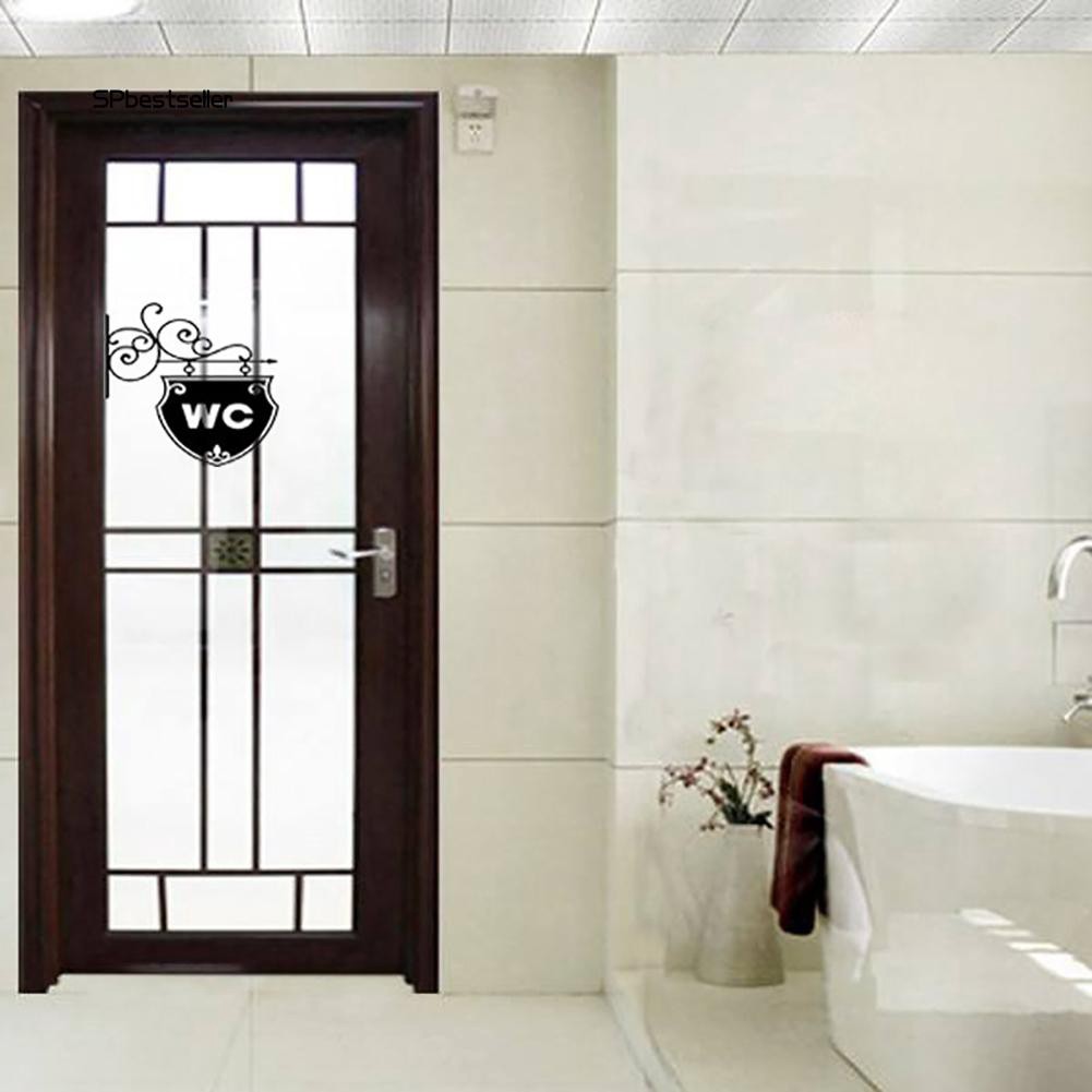 Miếng dán trang trí cửa có chữ WC chất liệu PVC kích thước 20x25cm