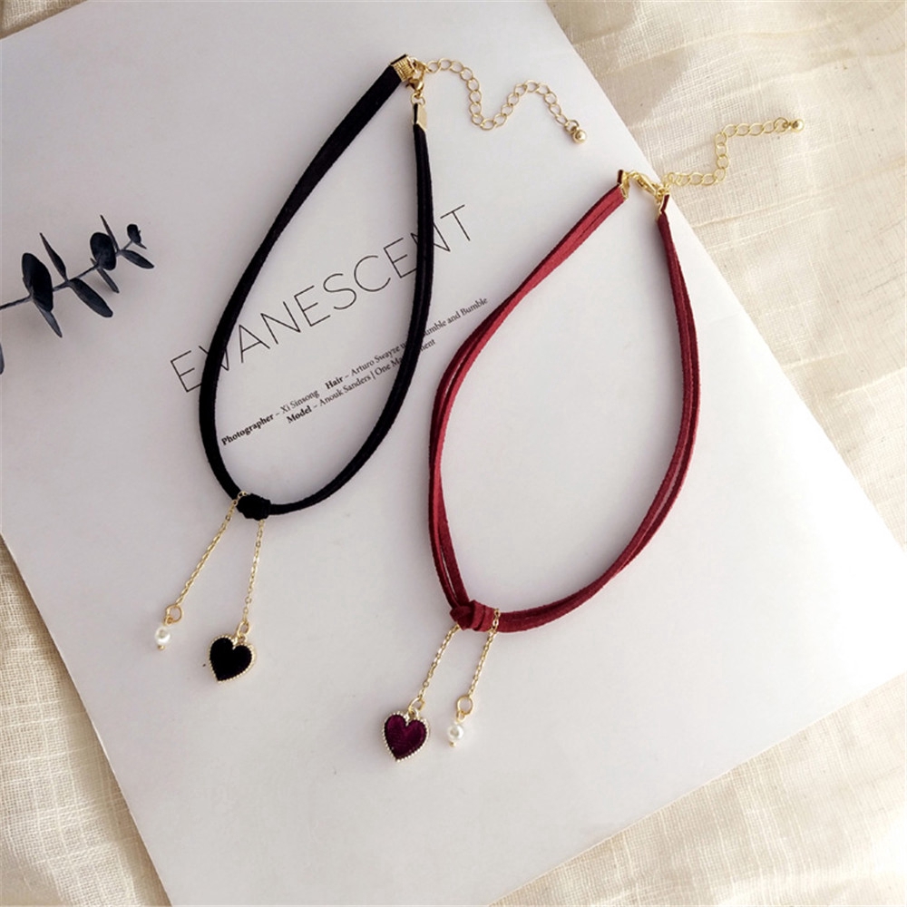 Dây Chuyền Choker Mặt Hình Trái Tim Thời Trang Cho Nữ