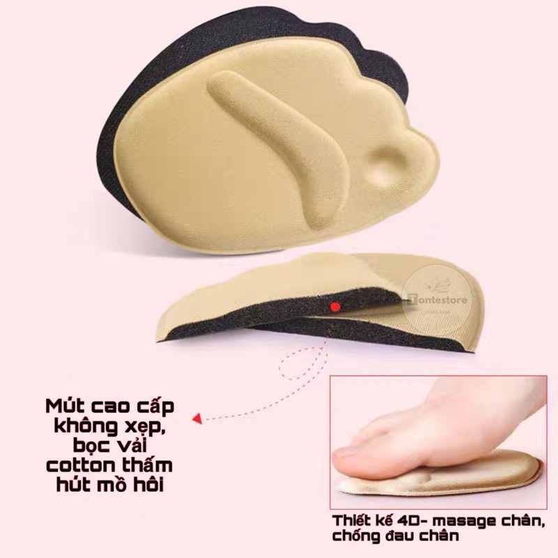 Cặp lót mũi giày cao gót, giày búp bê êm chân, hút mồ hôi- Thiết kế 4D massage chân DANCG01