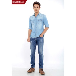 Áo sơ mi dài tay jeans nam T3121J449 GENVIET