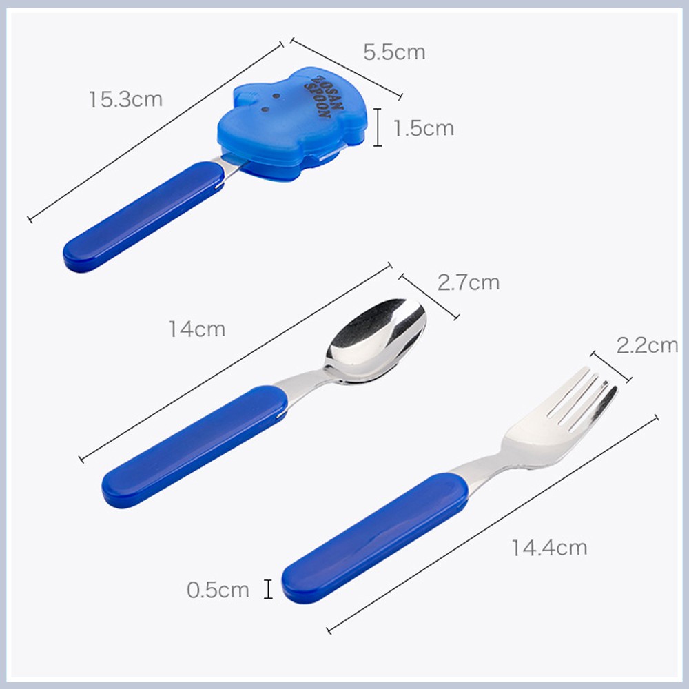 Thìa, dĩa INOX kèm hộp đựng Zosan Nhật Bản cho bé