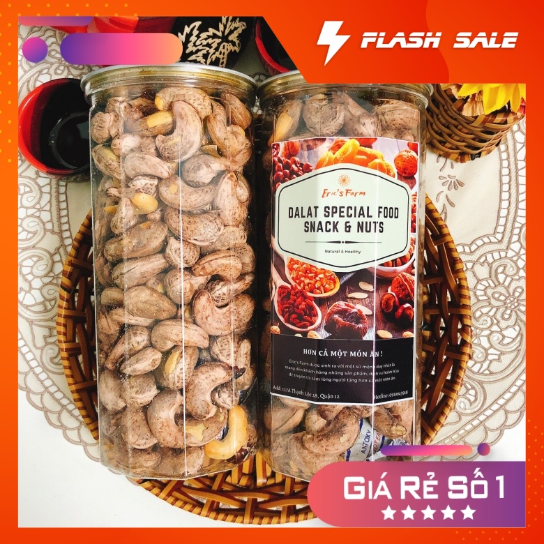 Hạt điều rang muối Bình Phước 500g, size to xuất khẩu, thơm giòn, ăn vặt dinh dưỡng Eric's Food giá rẻ