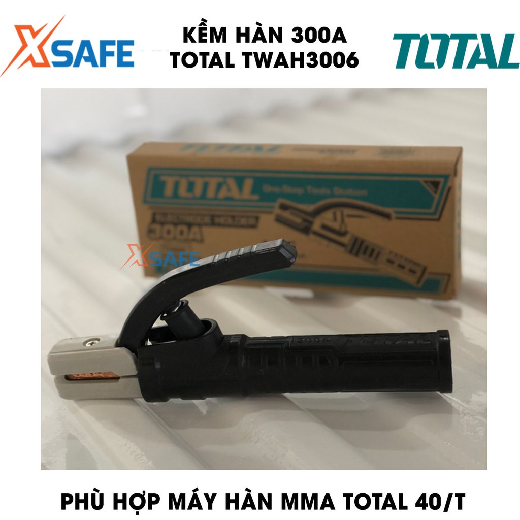 Kềm hàn 300A TOTAL TWAH3006 kiểu dáng mới Kềm hàn dòng điện định mức 300A, phù hợp sử dụng cho máy hàn MMA của Total