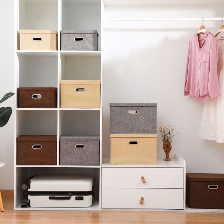 Hộp đựng đồ đa năng, Hộp vải đựng đồ có nắp, thùng đựng quần áo chất liệu vải cao cấp HQA01