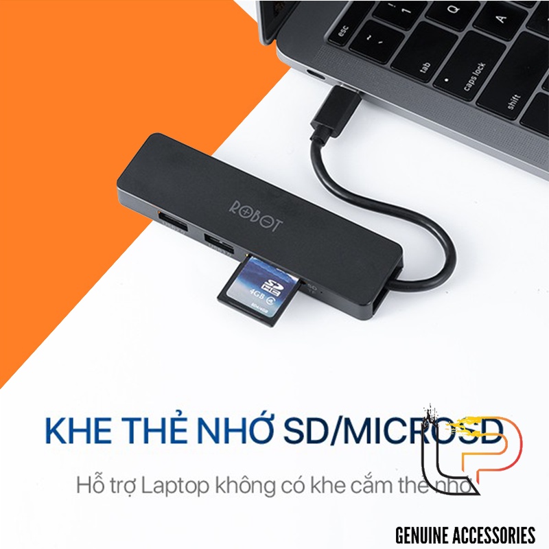 MULTIPORT HUB TYPE-C 5 IN 1 HT240Y - HUB CHUYỂN TYPE-C RA USB 3.0/HDMI/PD/SD/TF