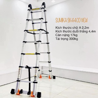Thang nhôm rút chữ a sumika sk440d, thang rút nhôm sumika, công nghệ nhật bản - tải 300kg, bh 24 tháng