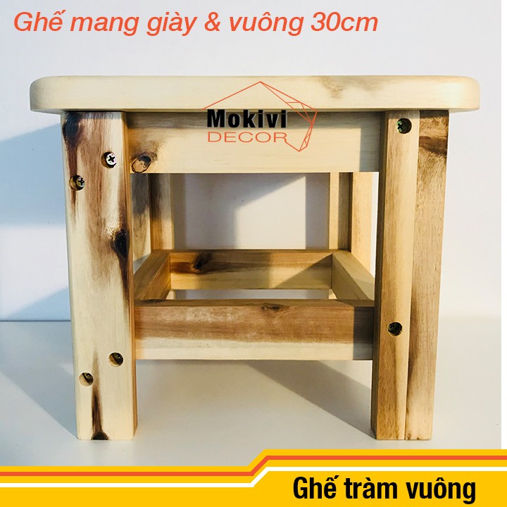 Ghế gỗ tràm ngồi mang giày tiết kiệm thời gian - ghế đôn cafe bệt