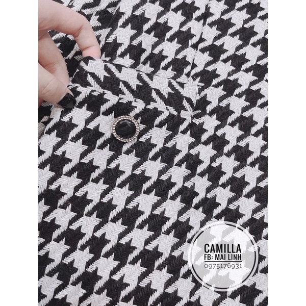 ⚡️BÁN SỈ⚡️Áo khoác dạ kẻ caro đen trắng