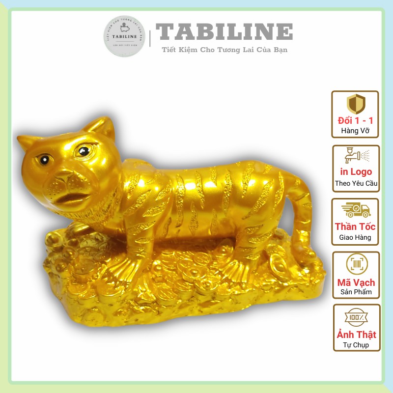 Lợn đất heo đất ống heo tiết kiệm tiền TABILINE size to Hổ 2022 vàng đồng vip LD51