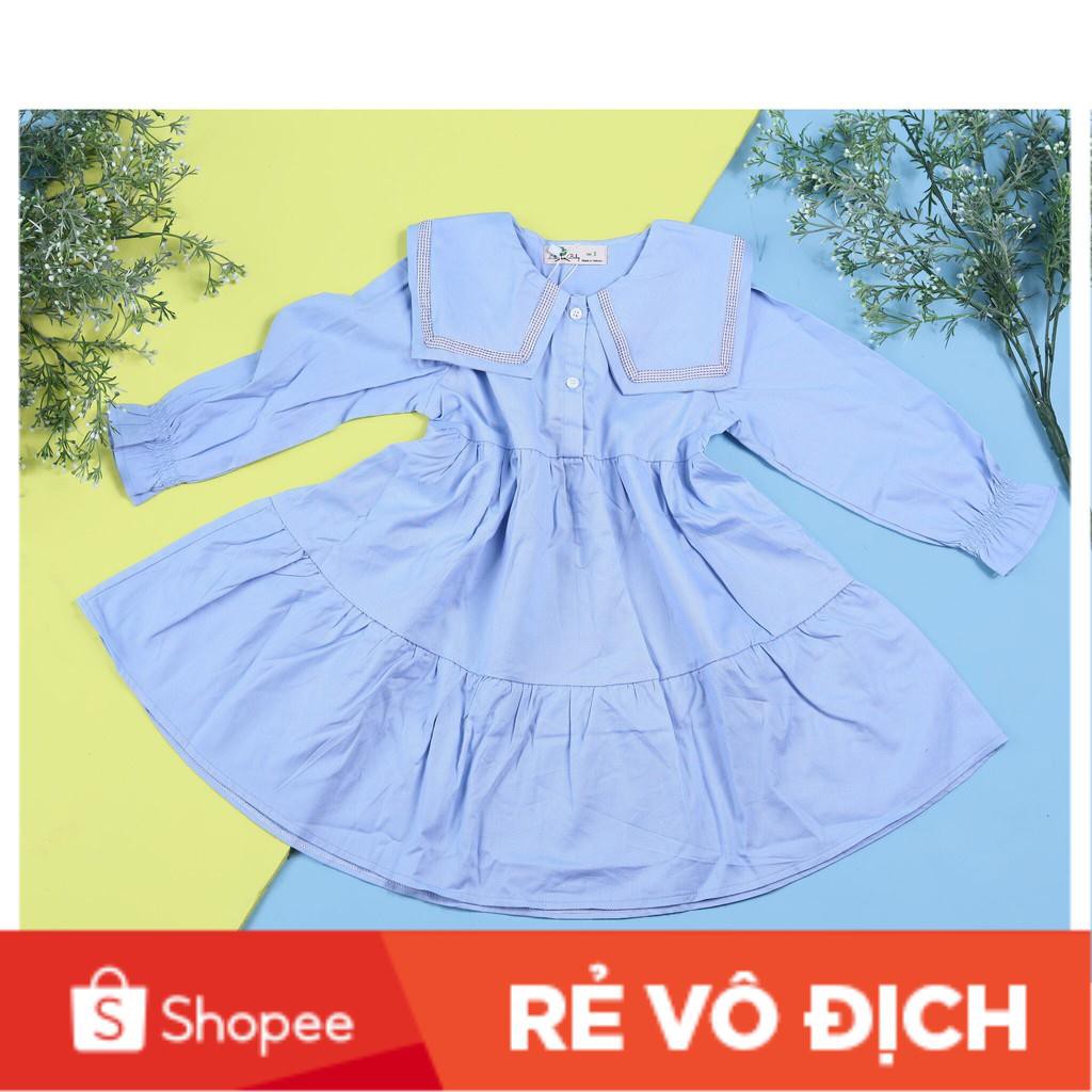 Váy thô dài tay  viền cổ, tay dúm bé gái size 6-10T, cho bạn 24-35kg . Chất thô siêu đep, kiểu dáng hiện đại