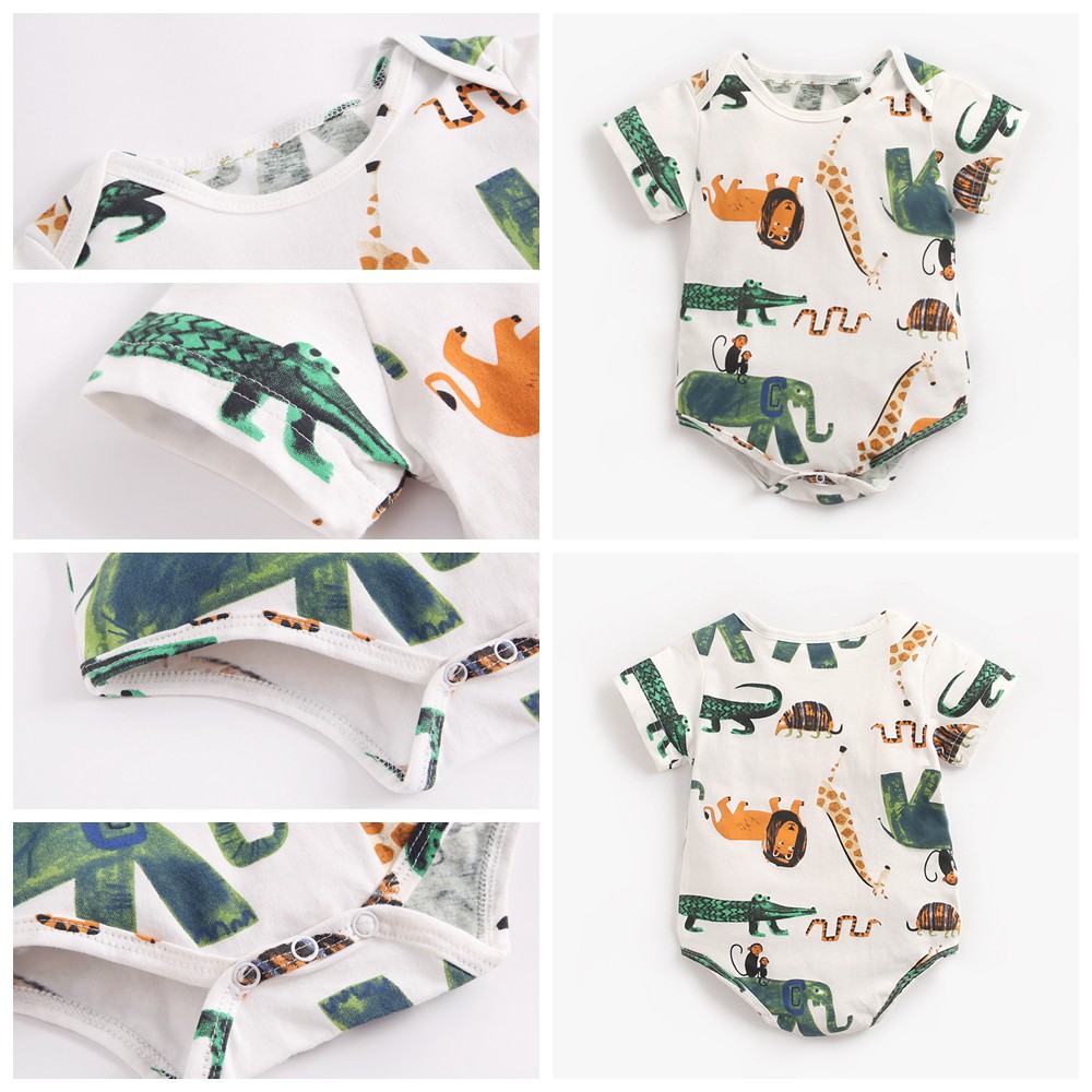 Áo liền quần Sanlutoz tay ngắn bằng cotton phong cách mùa hè cho trẻ sơ sinh