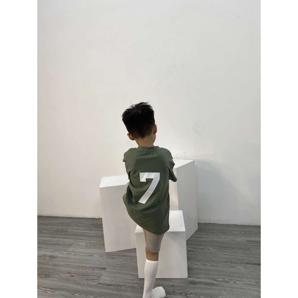 Áo FOG 1977 màu rêu ngắn tay dành cho bé chất cotton thoáng mát