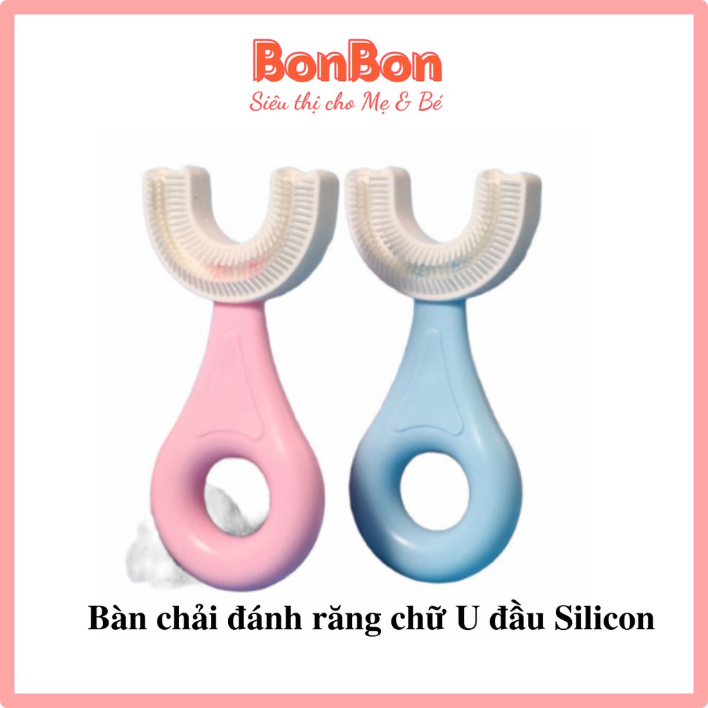 Bàn Chải Tập Đánh Răng Silicon Hình Chữ U Cho Bé 2-6 Tuổi Có Lông Mềm Giúp Chăm Sóc Răng Miệng Phòng Sâu Răng