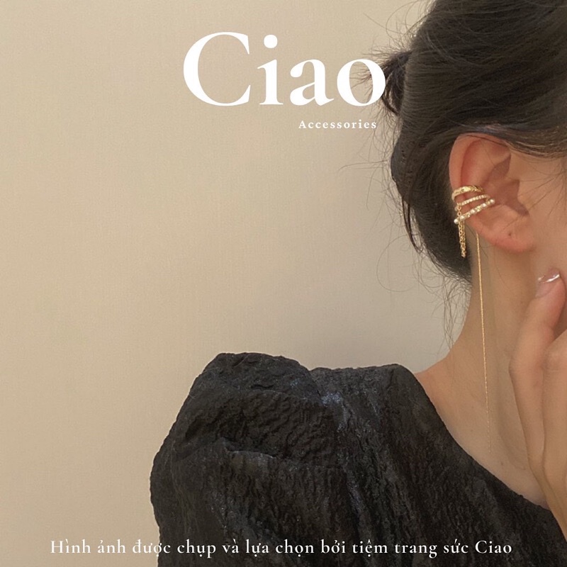 [HOẢ TỐC 1H] Khuyên vành tai/ Kẹp vành tai thiết kế dáng dài 2 lớp dây không cần xỏ lỗ Ciao accessories