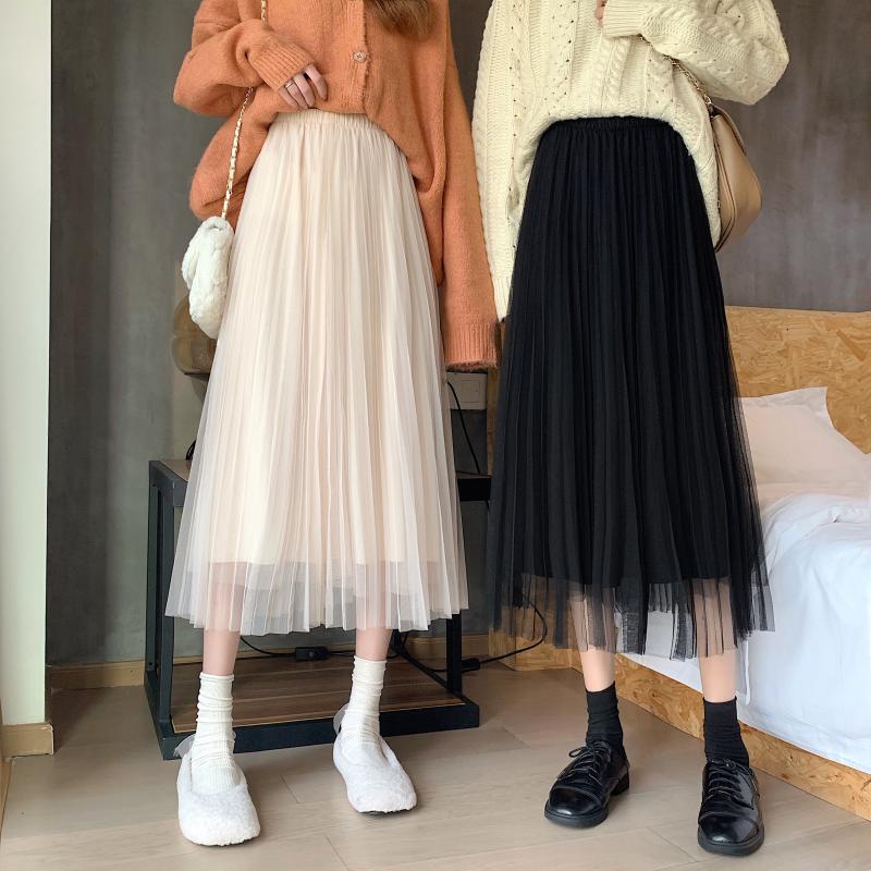 Chân váy Ielgy chữ A lưng cao phối lưới thời trang cho nữ