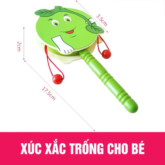 Lục lạc-Trống lắc tay cho bé hình thú bằng gỗ - Hàng Việt Nam