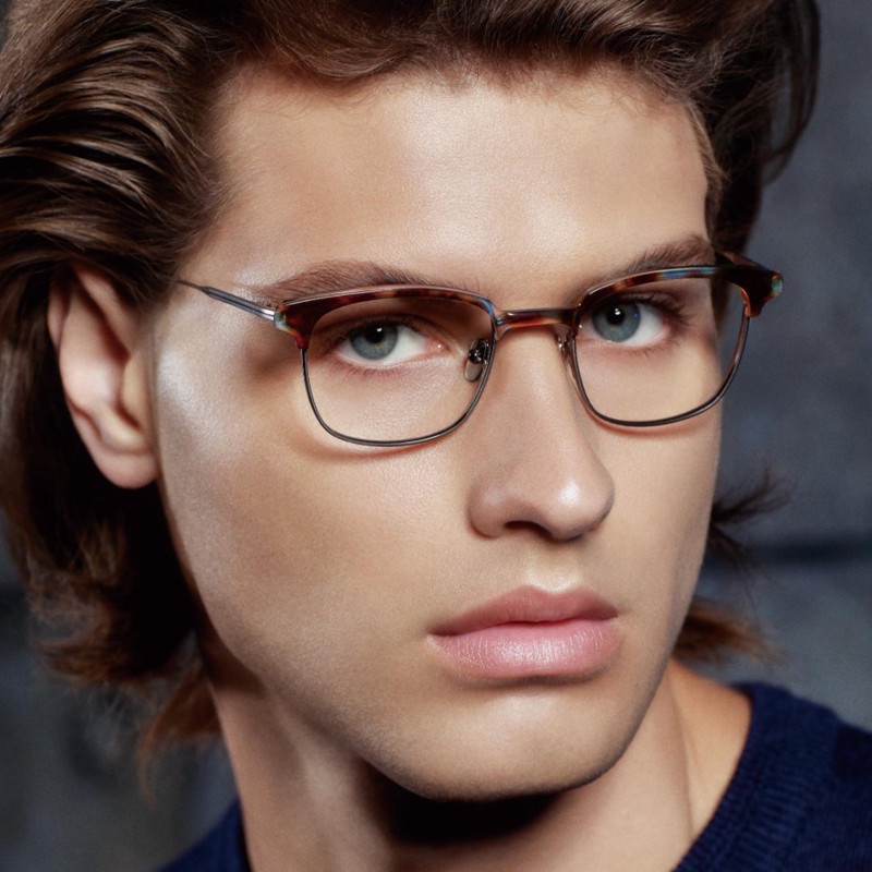 Mắt Kính Màu Đen Bằng Titan Nhẹ Cân Bằng Phong Cách Wilington Phong Cách Nhật Bản Retro Cho Nam