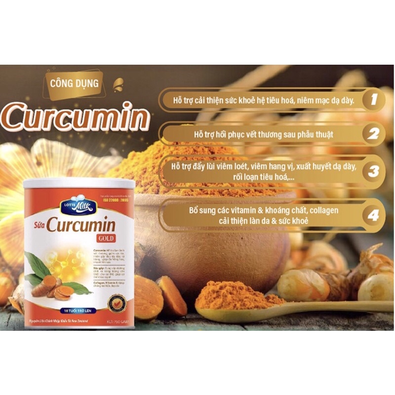 [ Chính Hãng ] Sữa Nghệ Cho Người Dạ Dày - Tá Tràng TOPTEN FOOD Curcumin Gold - 750gr