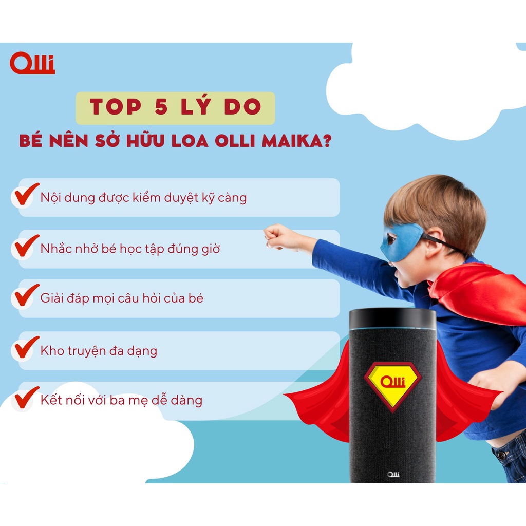 'Mua 1 tặng 1'- Loa Olli Maika Trợ Lý Ảo Thuần Việt, Loa thông minh màu hồng/đen/xám - Hàng chính hãng 100% | Đăng Phước