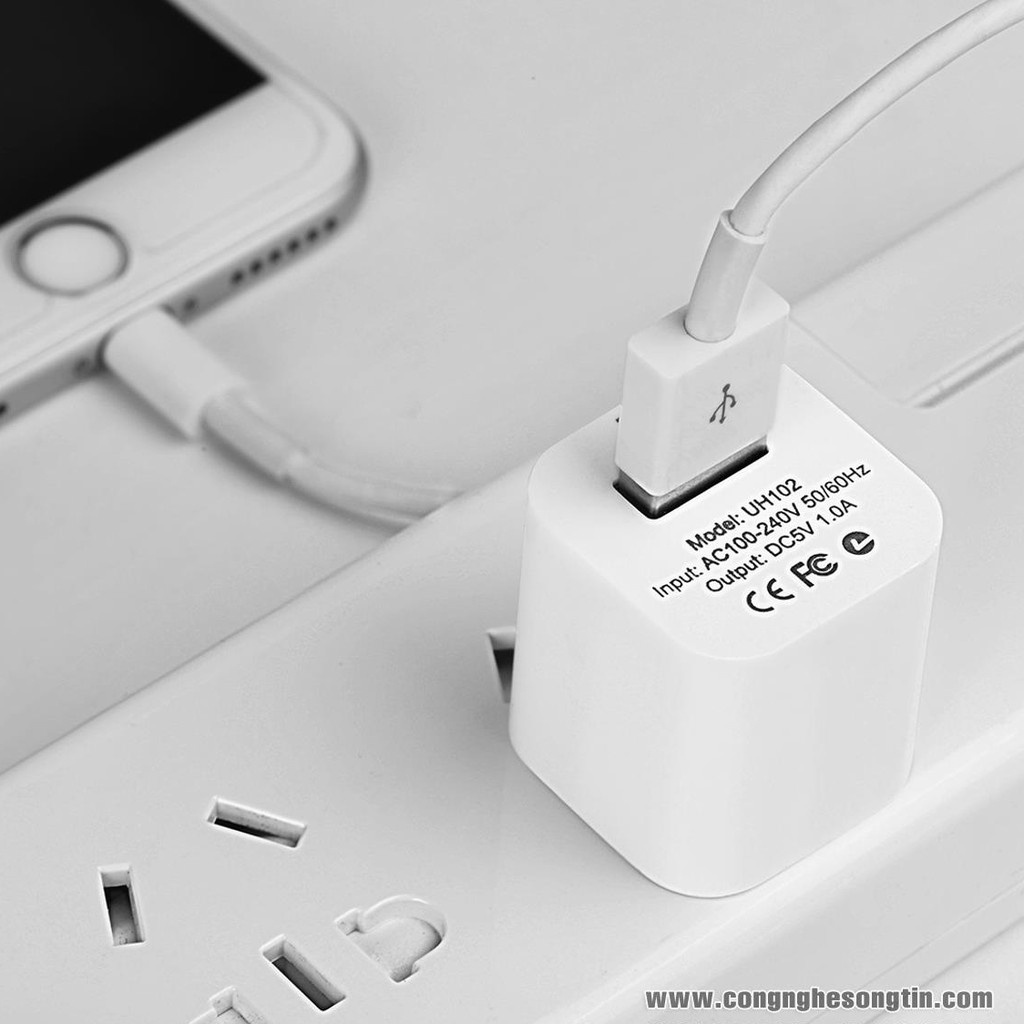Cốc Sạc Hoco UH102 Cắm Chuẩn CN Dải Điện Áp Rộng 100 - 240V Cho Điện Thoại Smartphone -Table Pad
