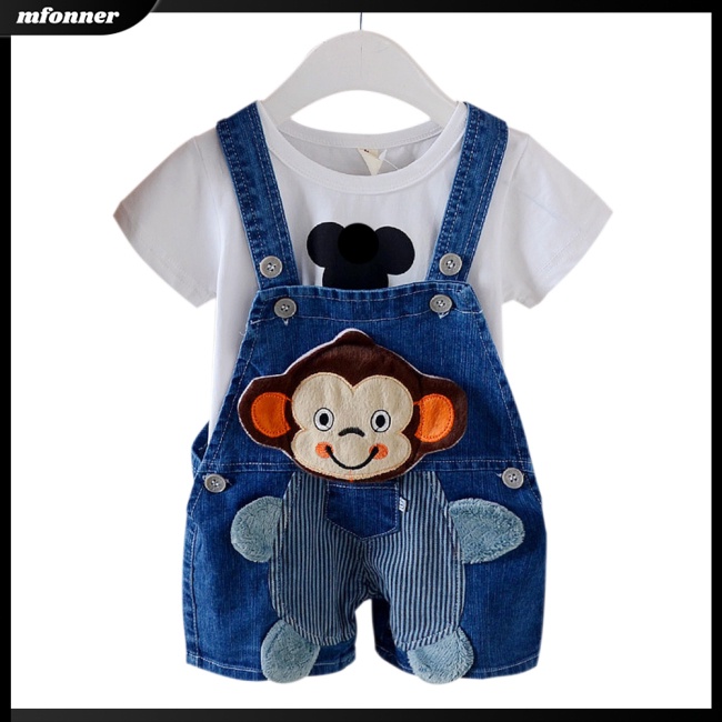 Quần Yếm Jean Ngắn Họa Tiết Hoạt Hình Dễ Thương Cho Bé