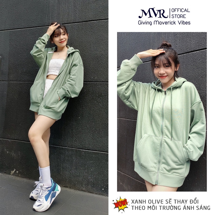 ÁO KHOÁC TRƠN HOODIE DÂY KÉO ZIP CHỐNG NẮNG Nhiều Màu Form Unisex Hồng Trắng Kem Đen Nam Nữ Vải Da Cá Cao Cấp MVR