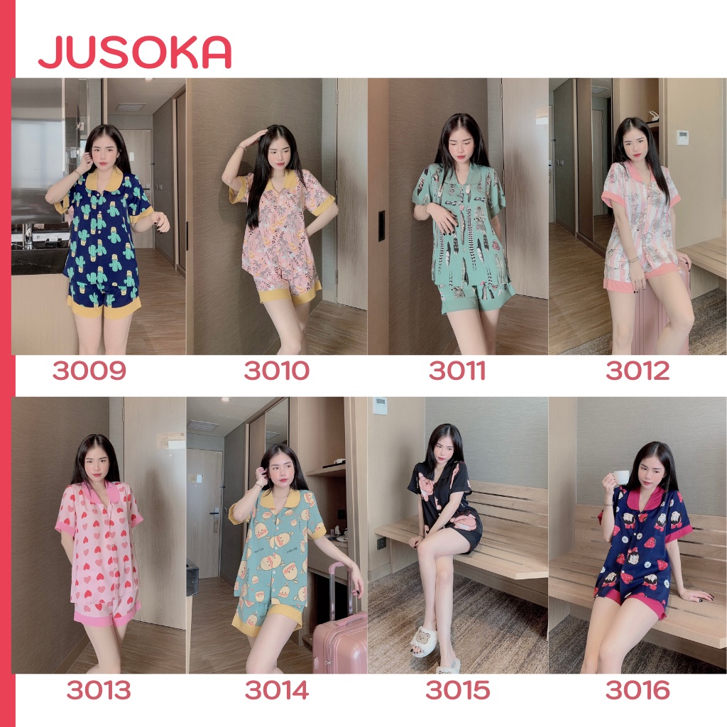 Đồ bộ pijama lụa ngủ mặc nhà quần đùi bigsize họa tiết cổ sen cute dễ thương chất liệu mango cao cấp JUSOKA