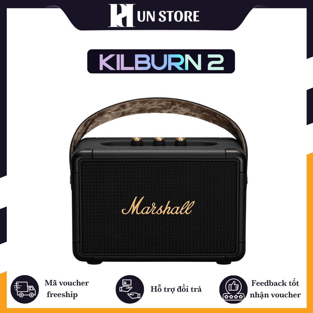 Loa Marshall Kilburn 2 Black & Brass NEW FULLBOX (BH 12 tháng 1 đổi 1). Nghe nhạc thả ga với 20h hoạt động.