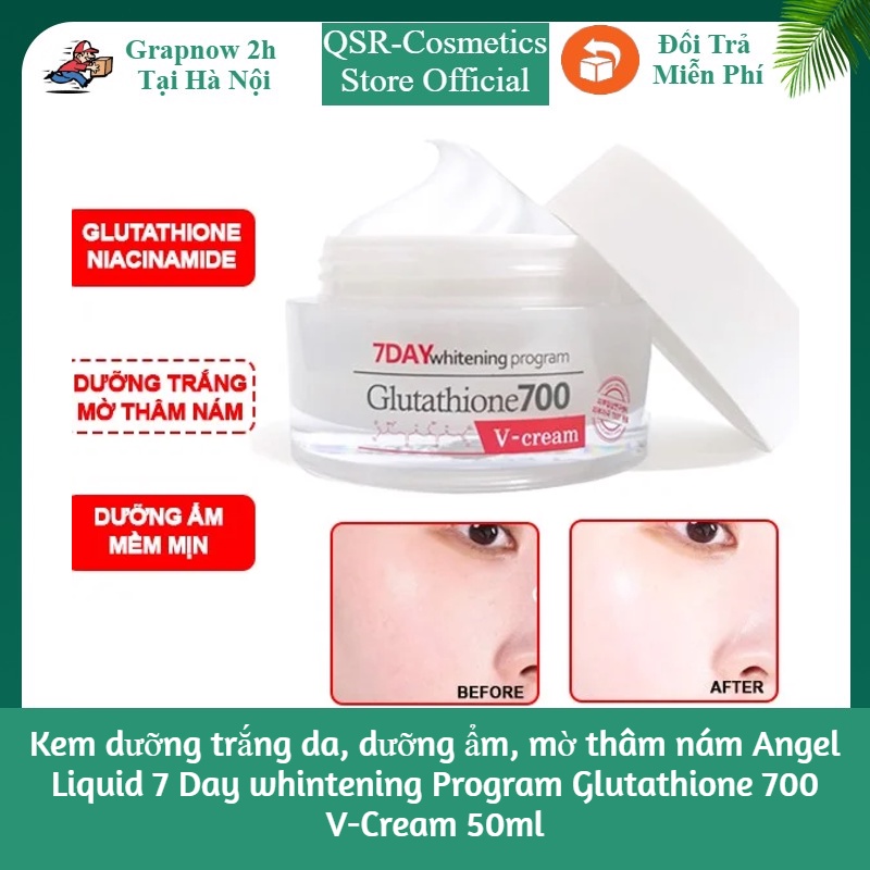 Kem dưỡng trắng da, dưỡng ẩm, mờ thâm nám Angel Liquid 7 Day whintening Program Glutathione 700 V-Cream 50ml