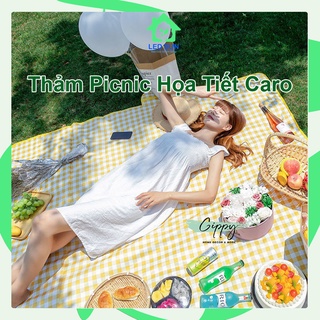 Thảm Dã Ngoại Picnic LedSun Thảm Du Lịch Cao Cấp Họa Tiết Caro Gấp Gọn Tiện Lợi